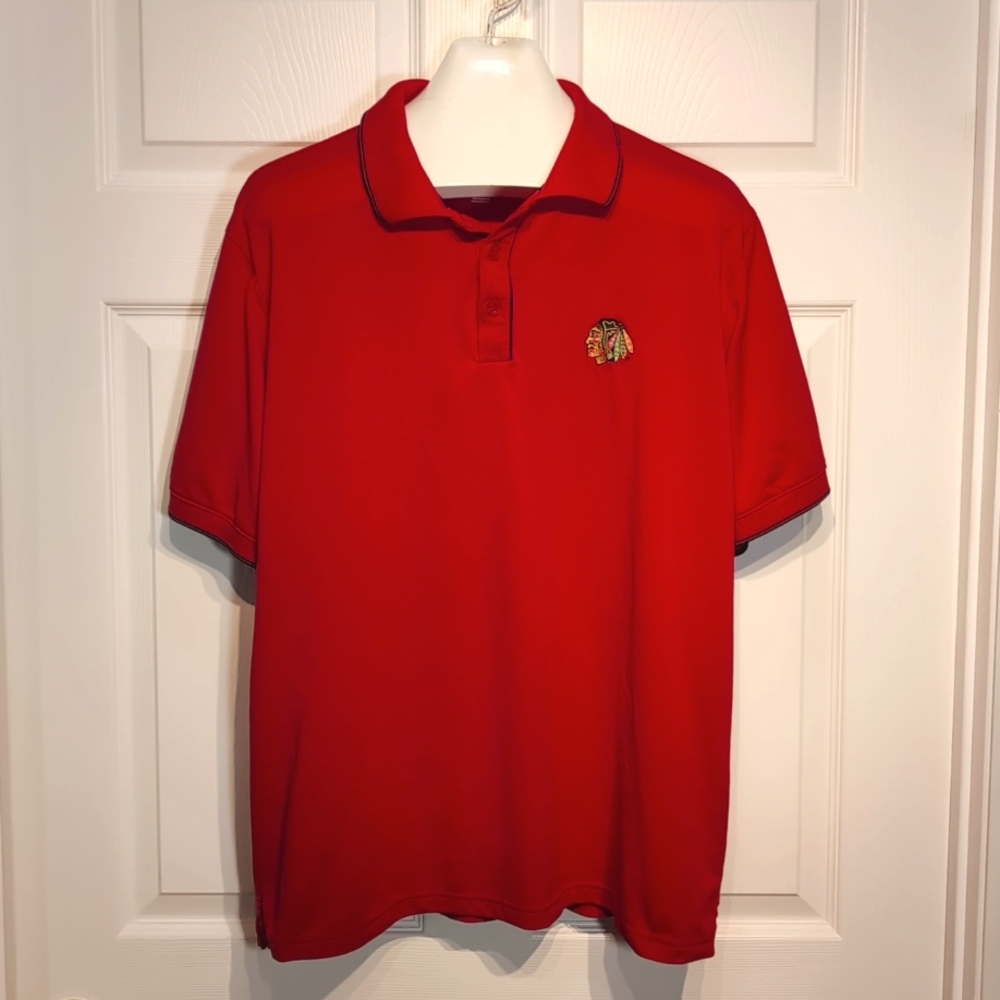 NHL Chicago BlackHawks Hockey Polo Shirt, Embroidered Logo, XL
